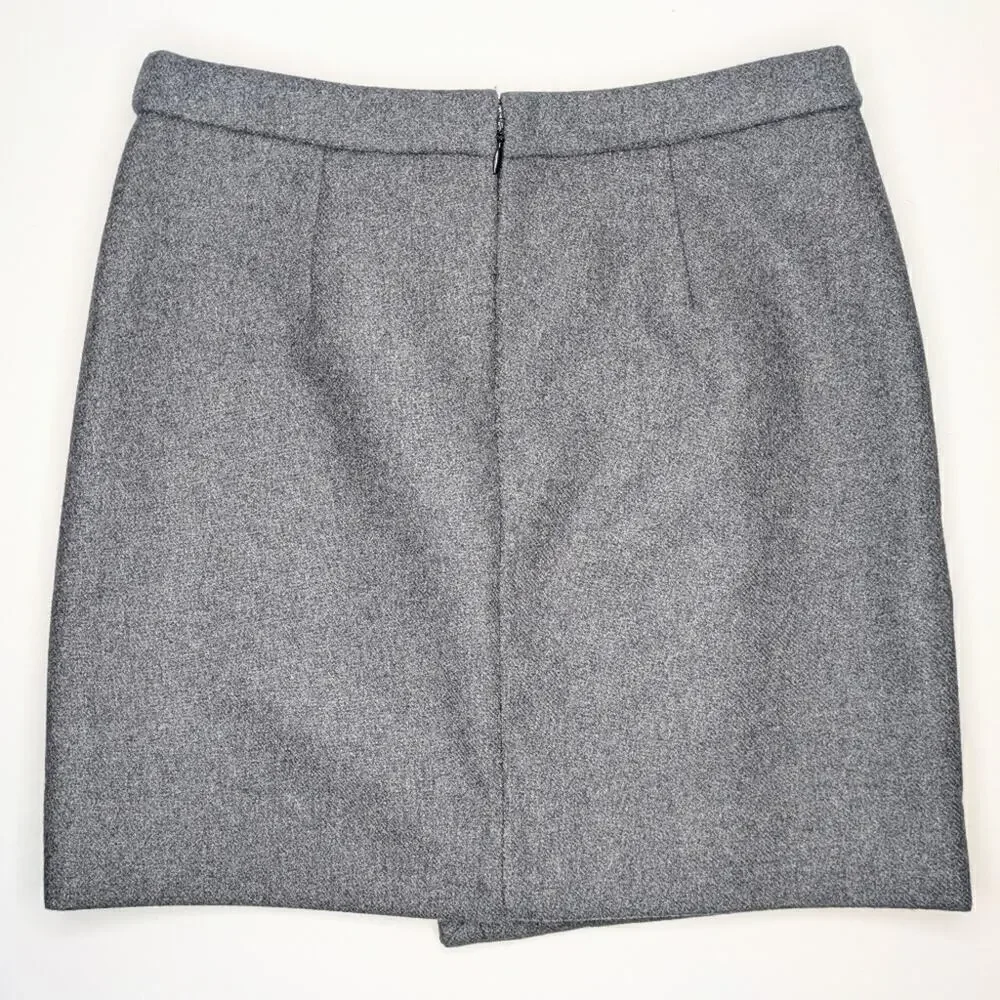 J. Crew gray wool blend faux wrap sequined mini skirt holiday back zip size 00